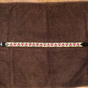 WATERMELON NEEDLEPOINT/LEATHER BELT